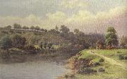 William henry mander A Stroll along the Riverbank (mk37) oil